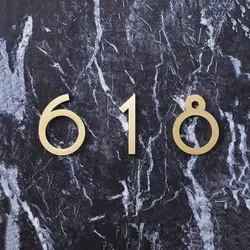 0-9 Solid Brass Gold House Number Hotel Door Address Digits Plate Sign /DIY Cafe Wall /house Numbers without Glue