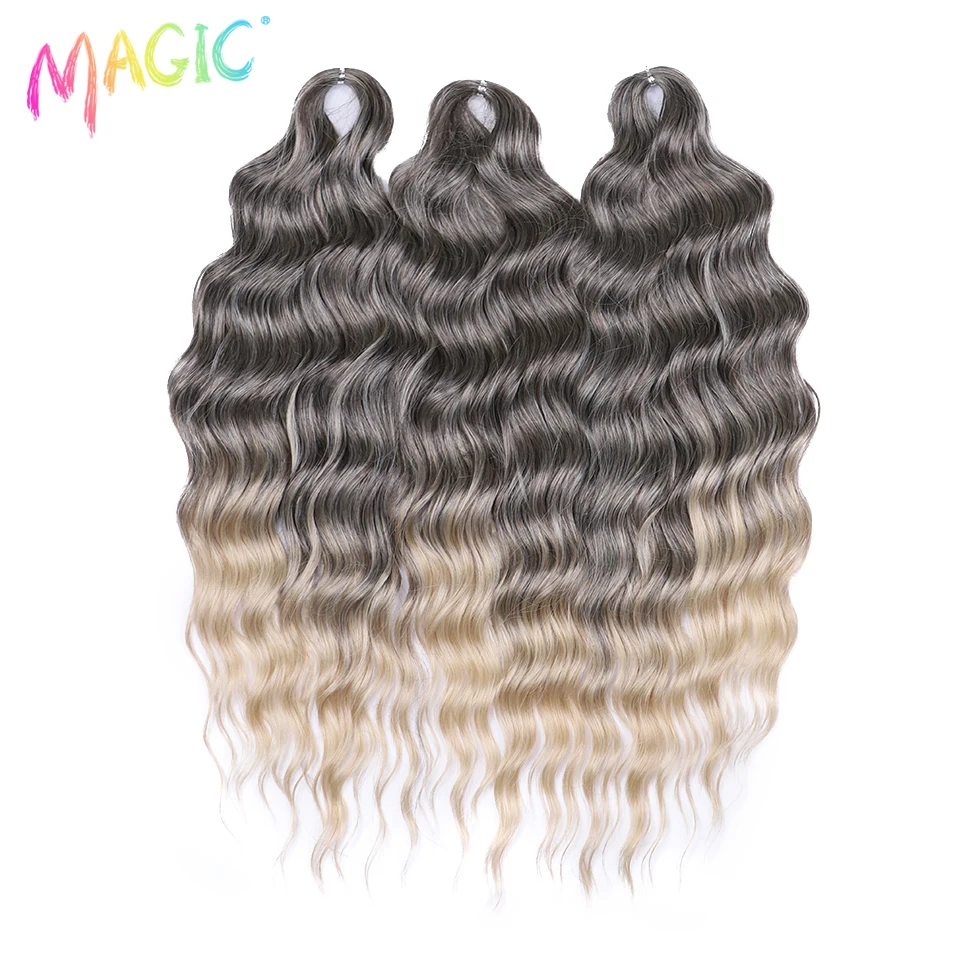 

Anna Synthetic Hair 24 Inch Water Wave Braiding Hair Extensions Ombre Blonde Deep Wave Afro Curl Twist Crochet Hair for Women