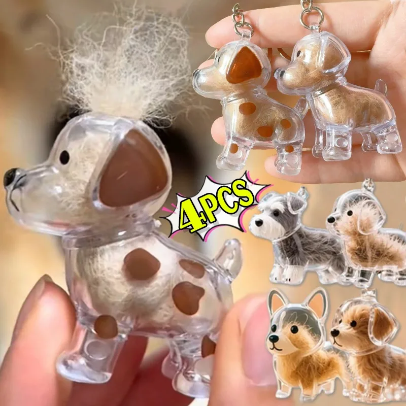 Cute Dog Cat Hair Collection Pendant Hair Storage Box Bag Charm Pet Keychain Transparent Pet Hair Capsule Souvenirs DIY Gifts