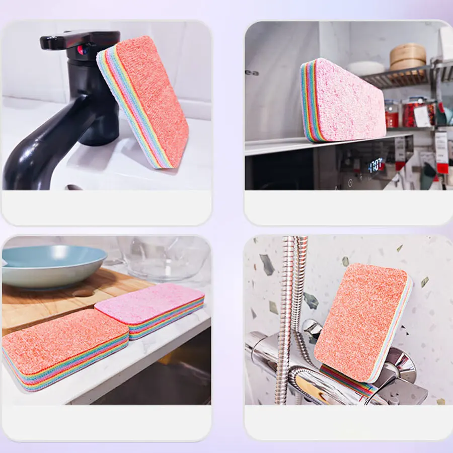 Household Tearable Multi-Layer Rainbow Rag Multi-Functional Kitchen Degreasing And Absorbent Scouring Pad Dry And Wet Rag