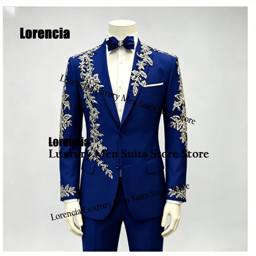 Traje de hombre con lentejuelas y diamantes, personalizado, brillante, con pedrería, para boda, esmoquin ajustado, ropa de hombre, conjunto de 2 piezas, para novio, hombre, blazer.