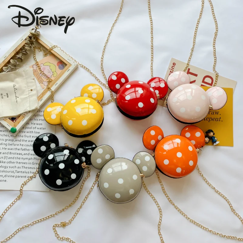 Disney Mickey Children's Crossbody Bag Fashion High Quality Cute Women's Shoulder Bag Cartoon Versatile Casual Mini Round Bag