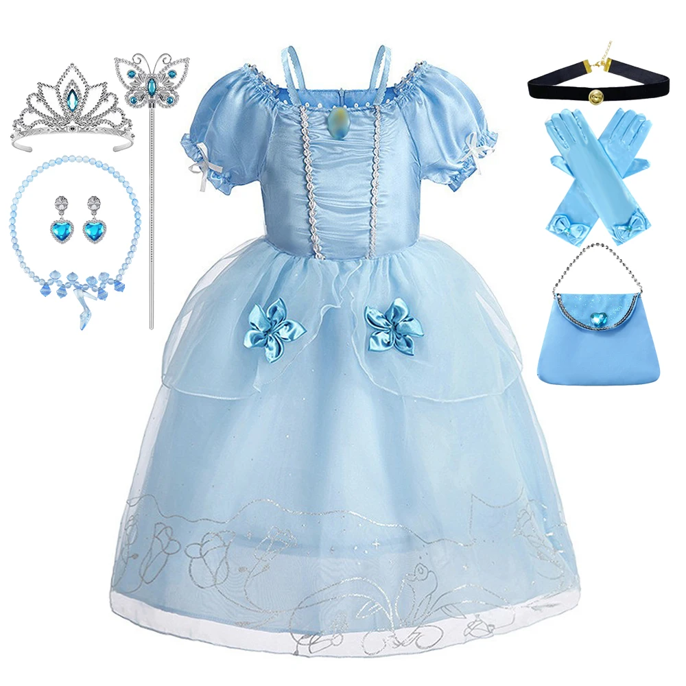 

Cinderella Dress Kids Halloween Party Girls Cosplay Costume Dress Up Carnival Christmas Fancy Children Clothing