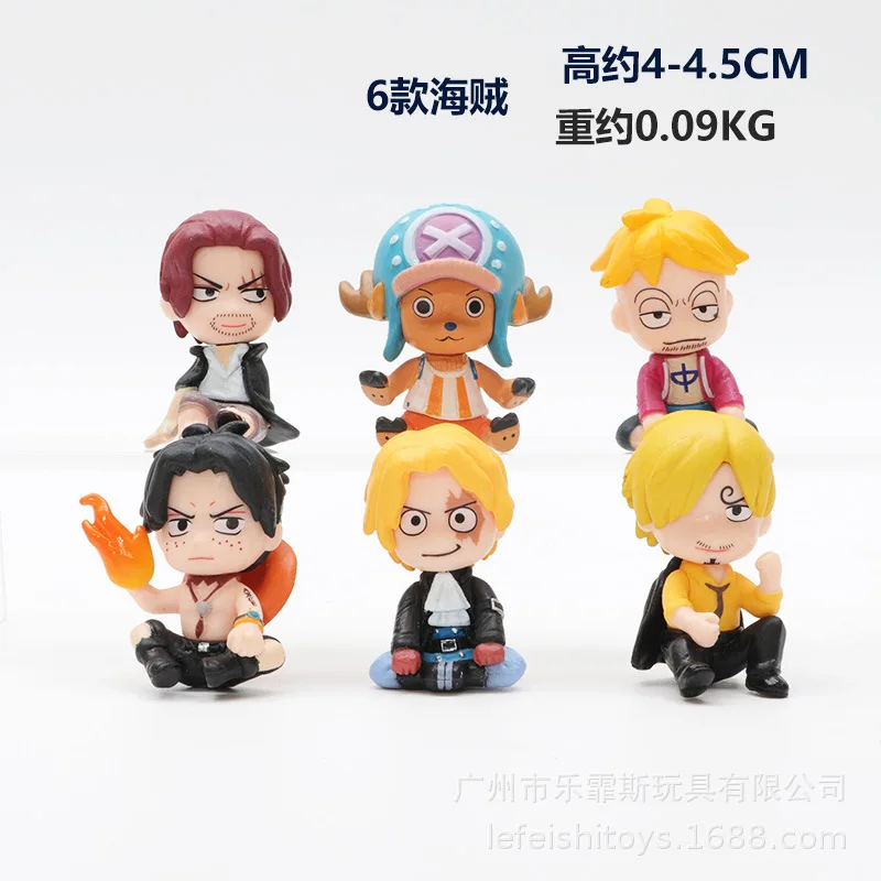 10Pcs Mini Q Version Sitting Pirate Figure King Luffy Zolona Mero Gacha Doll Toy Ornament Boy Birthday Gift