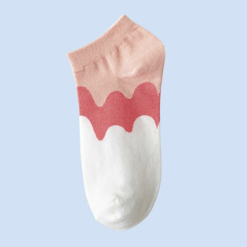 5/10 Pairs Gradient Color Women's Boat Socks Spring and Summer New Sports Women's Socks Three-color Splicing Cream Short Socks