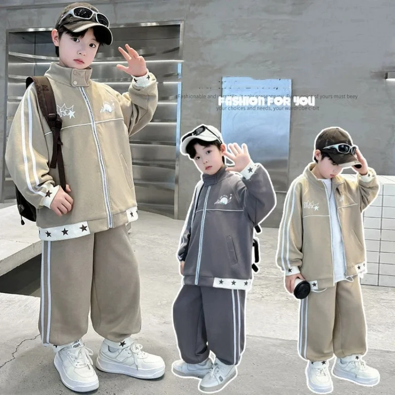 

Boys Coat +Pants Kids Suits 2PCS/Set Cotton 2025 Vintage Spring Autumn Outfits Teenagers Holiday Jogging Suit Children Clothing