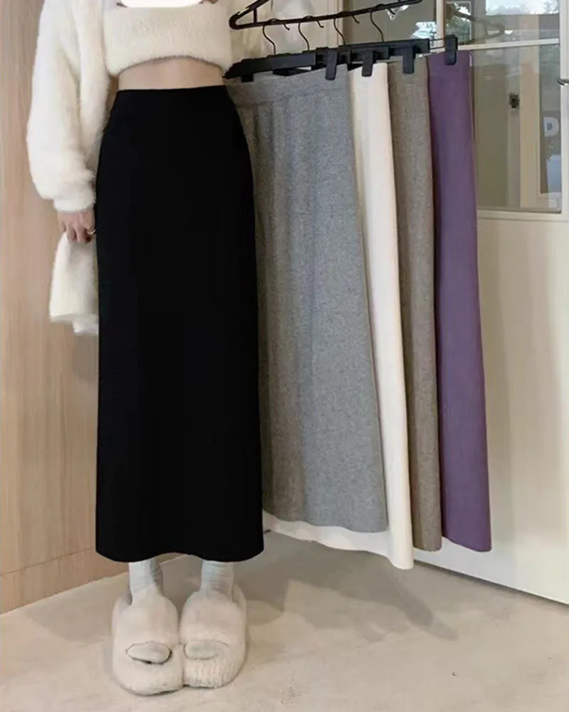 

2025 Luxurious Fashionable Women's Half-length Skirt Layered With A Knitted Hip Hugging Skirt Loose Waist Skirts Woman Clothes