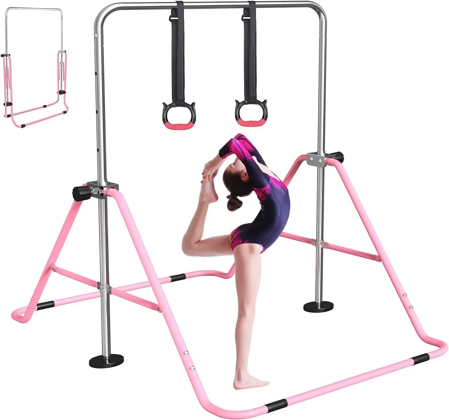 

Kids Adjustable Gymnastics Bar - Folding Horizontal Training Bar and Monkey Bars for Home Use, Junior Children's Gymnastic Equipment