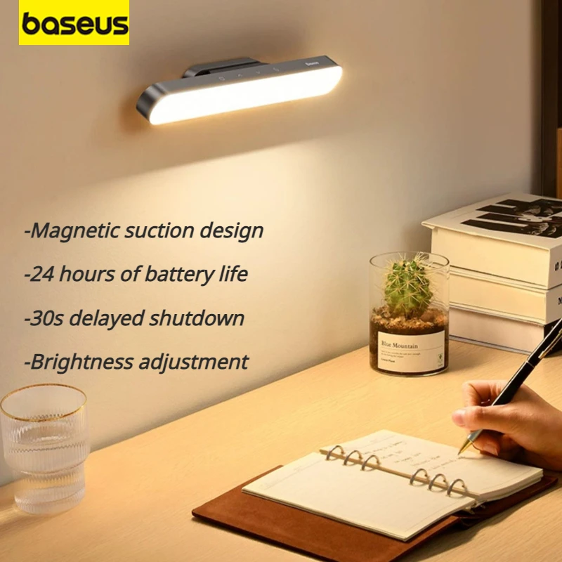 Baseus Reading Desk Lamp 4.5W LED Night Light Magnetic Suction Stepless Dimming Charging 80° Rotating for Home Wardrobe Closet