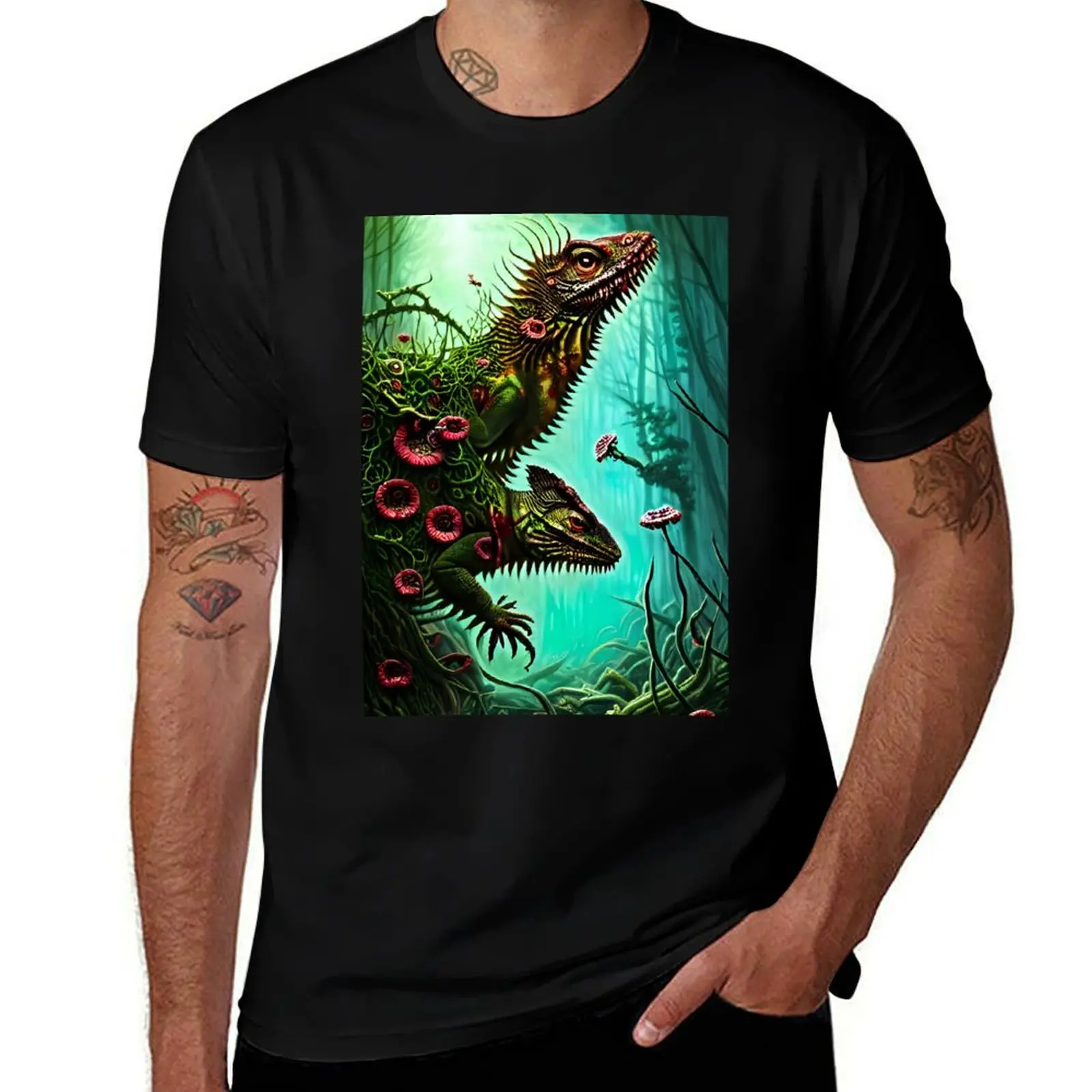 Reptile Beasts Floral Amalgam - Alex&Scales - Horror AI Generated Art - Monster IIlustration Science Fiction Reptilian M T-Shirt