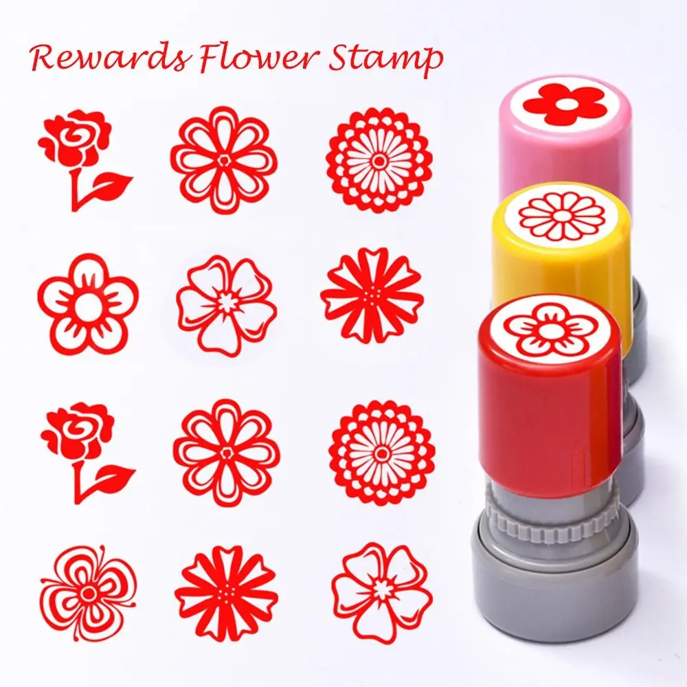 Students Rewards Rewards Flower Stamp DIY Drawing Toy Self Inking Star Grading Stamp Positive Review Encouraging