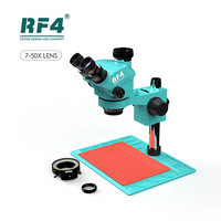 RF4 RF-7050-PO4 Trinocular 7-50X Zoom Microscope with Adjustable LED Lighting for High-Precision PCB Soldering BGA Rework