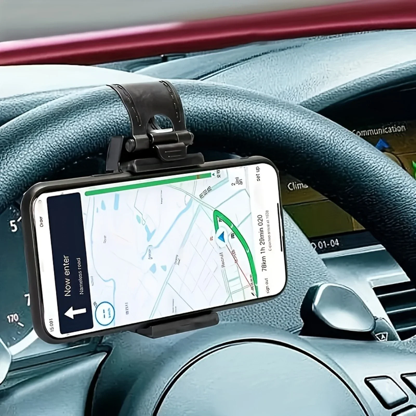 Auto-Lenkrad-Navigationshalterung Praktisches Aufhängeschnallendesign Geeignet für Outdoor-Reisen