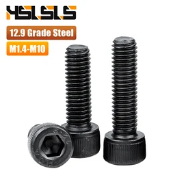 HSLSLS 1-50pcs Hex Socket Head Cap Screws M1.6 M2 M2.5 M3 M4 M5 M6 M8 M10 M12 M14 Carbon Steel Black Allen Machine Bolt DIN 912