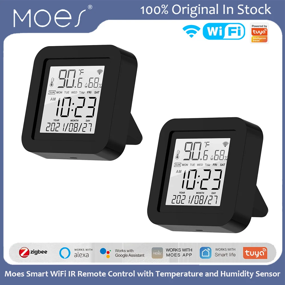 Moes Tuya Smart WiFi IR Remote Control with Temperature and Humidity Sensor APP Remote Control for Air Conditioner TV AC