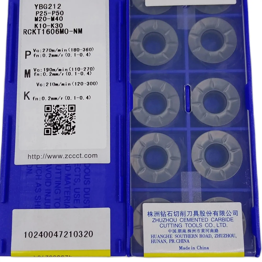 

ZCC RCKT1606MO-NM YBG212 YBS303 YB9320 High quality Original CNC lathe turning tool carbide insert RCKT 1606MO NM 10PCS/BOX