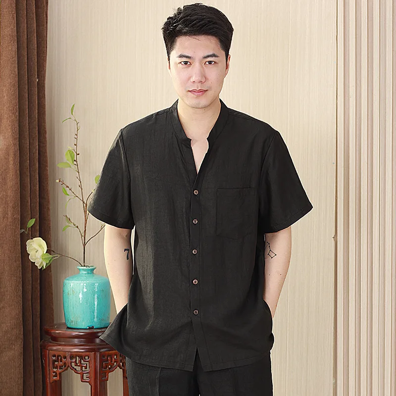 

Tcyeek 100% Mulberry Silk Shirts for Men Summer Clothes Short Sleeve Black Top Casual Mens Shirt Loose Fit 2024 Camisa Masculina