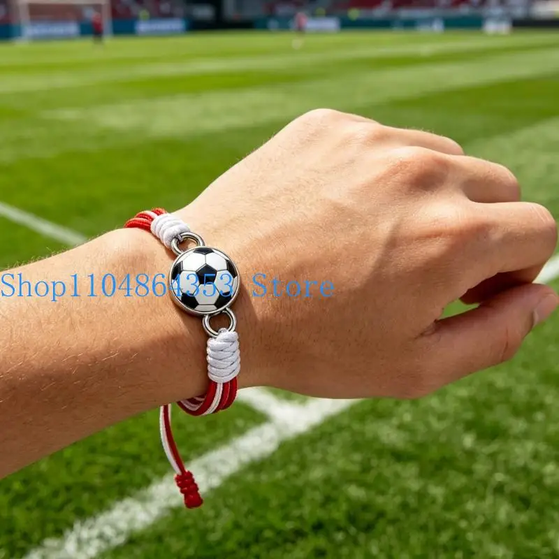 652F Braided Colorful Wristband Bracelet For 2026 Soccer Event Zinc Alloy Adjustable 24Cm Comfortable Wear Wrist Bangle