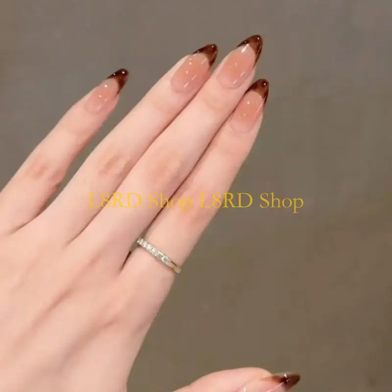 L8RD Leopard Print Almond Press on French Tips on Manicure Decoration For Daily Commute Or Parties