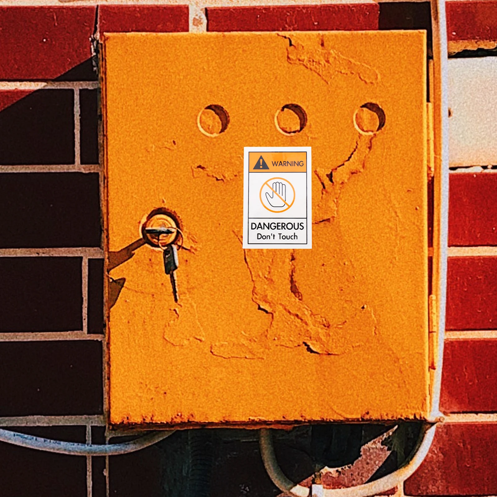 2pcs Do Not Touch Warning Stickers Round Vinyl Decals No Touch Sign Safety Label Caution Danger Sticker Device Adhesive Sign