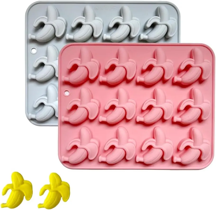 

3d формы для бананового шоколада, 12-полая силиконовая форма для конфет в форме банана для изготовления конфет, инструменты для выпечки помадки, аксессуары для украшения торта