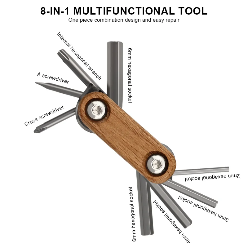 8 In 1 Mini Bicycle Repair Tool Screwdriver 40CR Steel Portable Multifunction Foldable Hex Spoke Wrench Bike Repair Tool Set