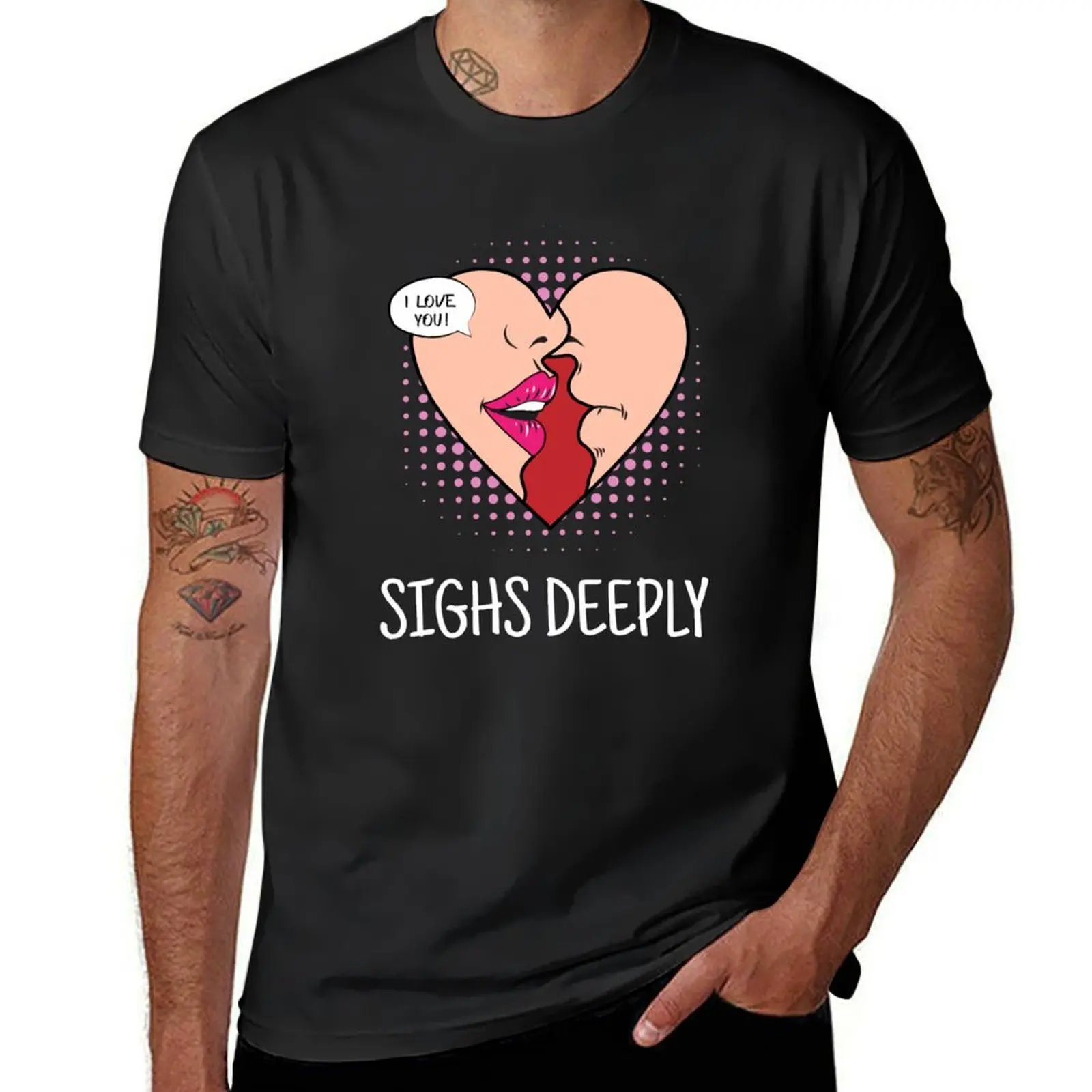 I luv U - sighs deeply - funnt - popart girl man smell T-Shirt heavyweights summer top boys animal print mens clothes