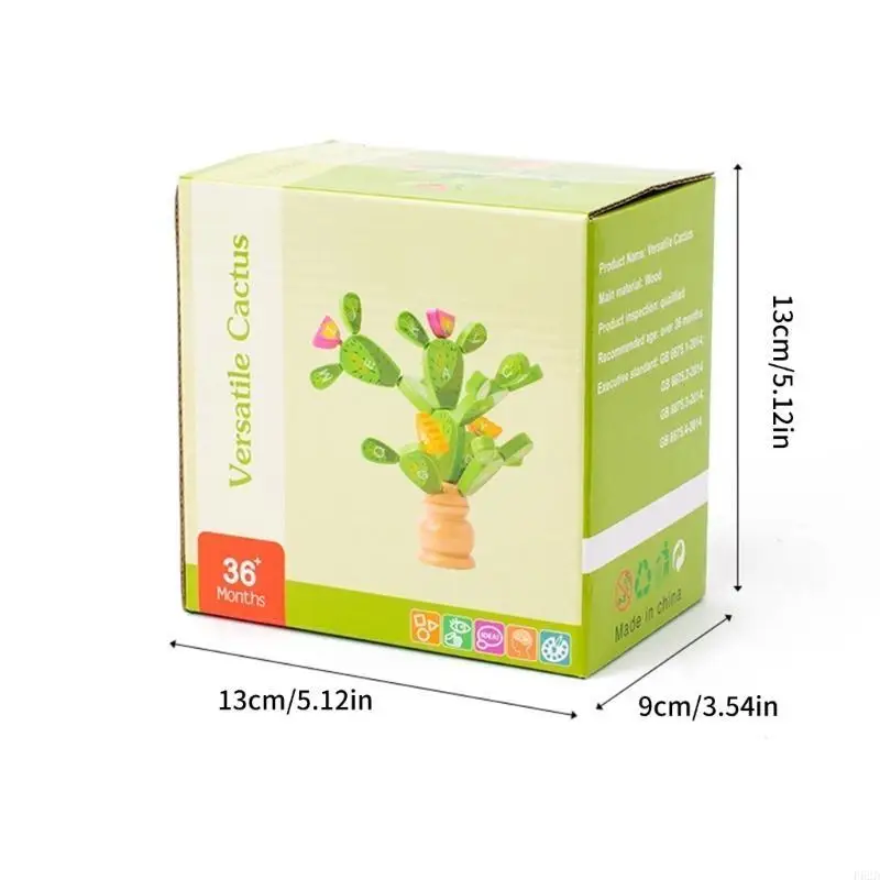 F62D Blocos empilhamento cactos, presentes para crianças 3-6 blocos balanceamento cactos brinquedo