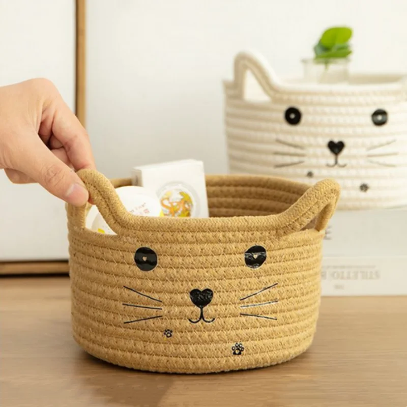 Mir de rangement en coton lavable avec oreilles de chat, finition de bureau, collation, maison, Japon, 1 pièce