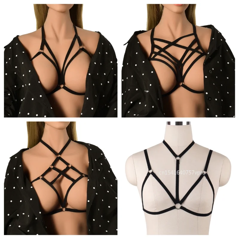 

Women Body Harness Bra Erotic Goth Accessories Cupless Bra Festival Rave Sexy Lingerie black harness