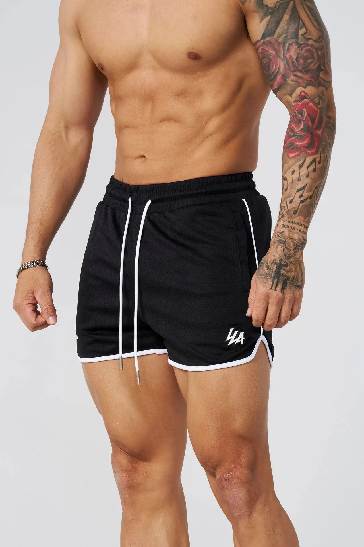 Pantalones cortos de malla fina para hombre, shorts informales estampados, transpirables, secado rápido, correr al aire libre, entrenamiento, playa, novedad