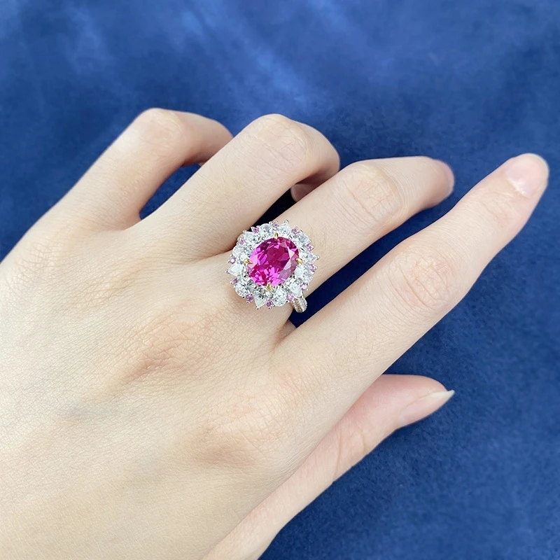 Bertatahkan zirkon kualitas tinggi 8x10mm berlian karbon tinggi 100% - S925 cahaya perak perhiasan hadiah ibu pesta ulang tahun wanita