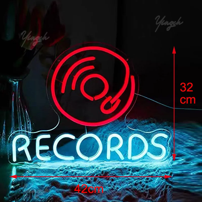 Music Records Neon Sign Light LED Letter Note Sign Decoration Lamp for Room Studio Party Club Podcast Wall Hanging Night Light