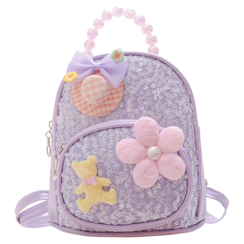 Children sequined bag fashionable princess pearl accessories backpack kindergarten cute girl casual backpack