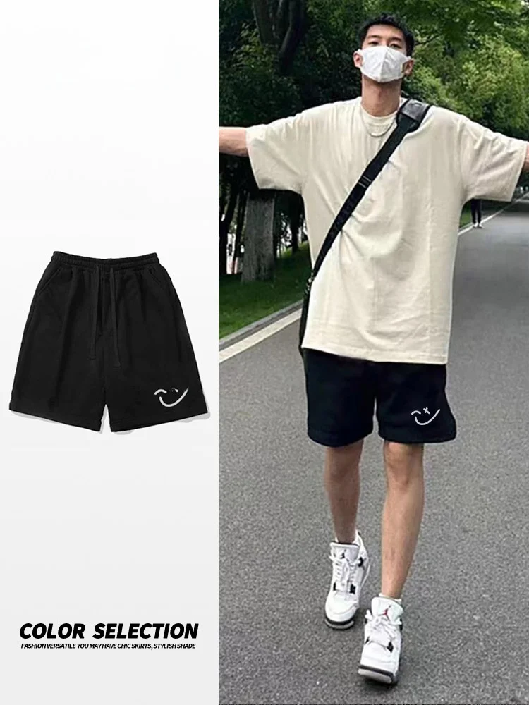 

Мужские летние тонкие повседневные универсальные спортивные шорты из чистого хлопка свободного кроя для баскетбола и бега, Гонконг
