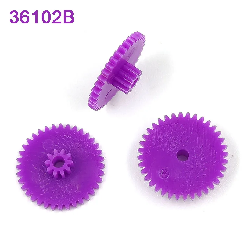 36102B 0.4M Purple Gear 36+10 Tooth Plastic Double-deck Motor Pinion Technology Model Toy Fittings