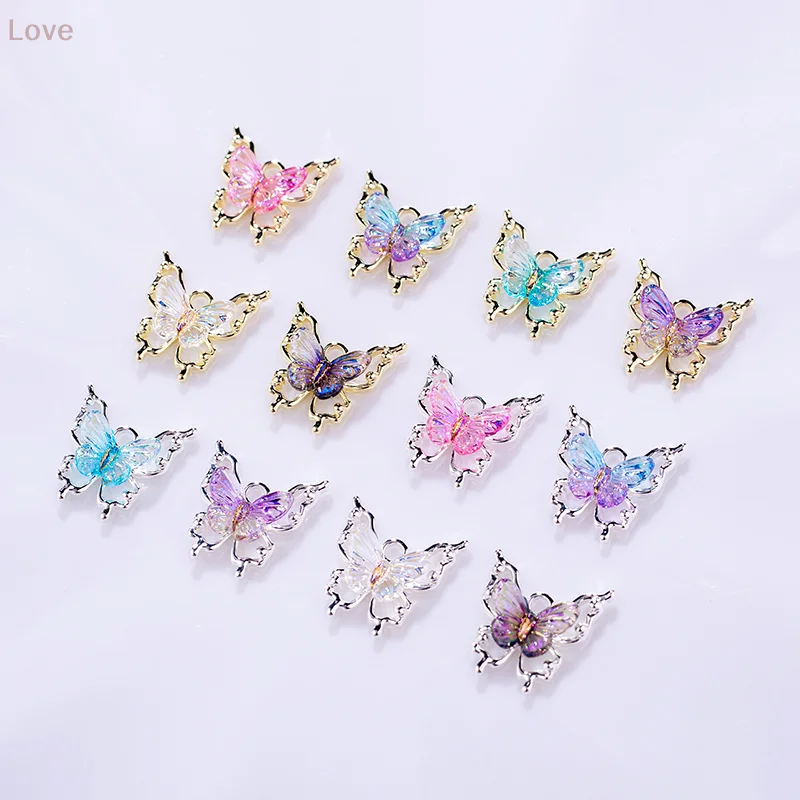 [L & P] 5 قطعة فراشة الروح مسمار الفن سحر ثلاثية الأبعاد التدرج كريستال واضح مشع فراشة مسمار الديكور لتقوم بها بنفسك لطيف مسمار الملحقات