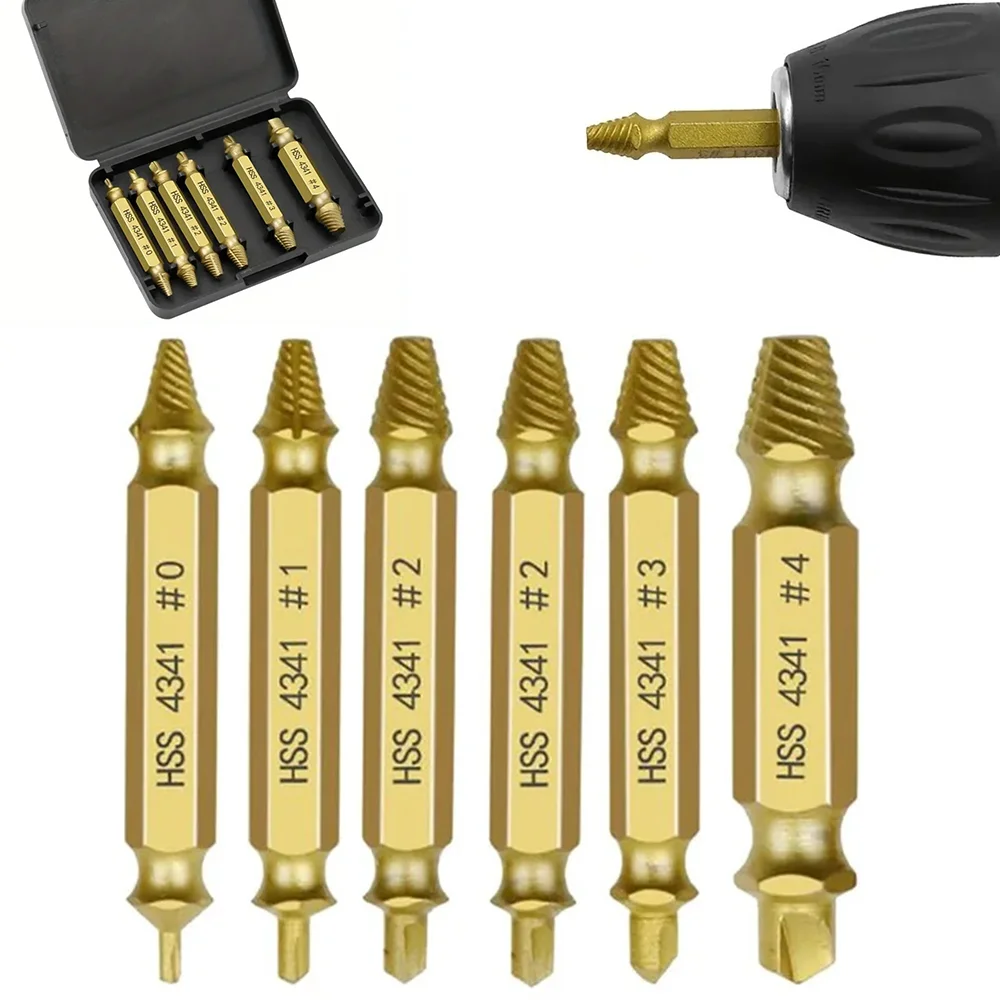 6/5/4PCS Damaged Screw Extractor Set HSS Drill Bit Stripped Broken Remover Quickly Take Out Kit Easy Demolition Power Tool