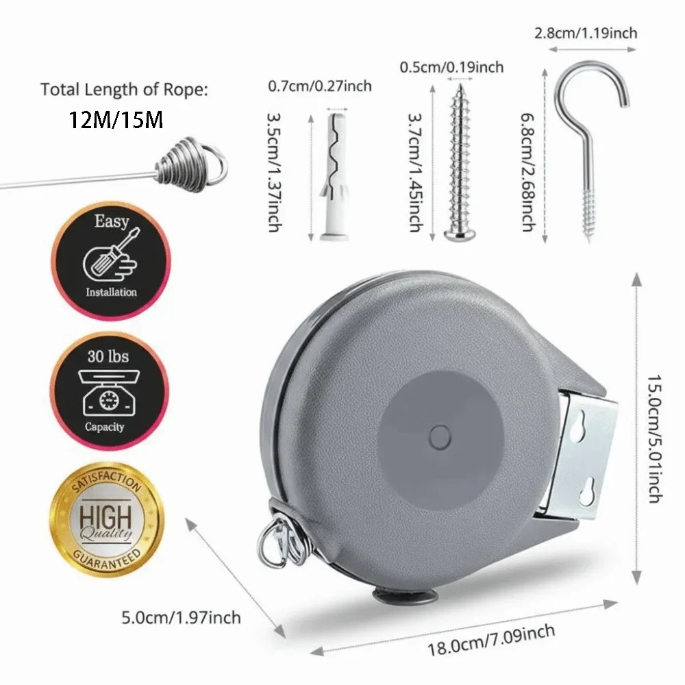 Adjustable Wall Mounted Clothesline Stretchable Telescopic Retractable Clothesline Thickened Foldable Heavy Duty Clothesline