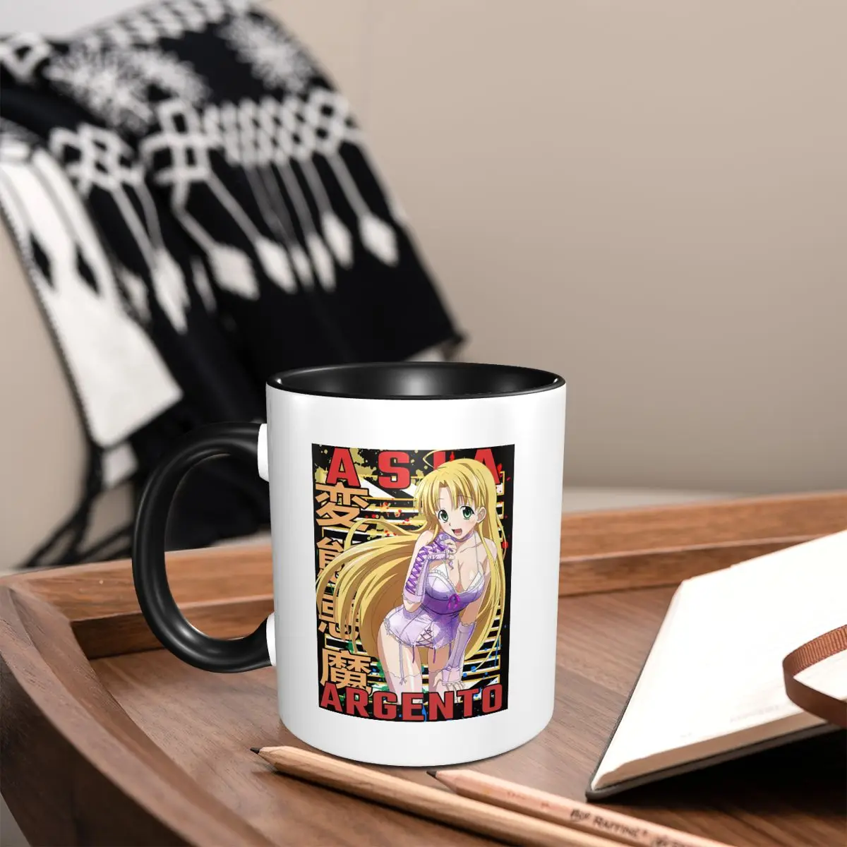 Tazas de Café de Cerámica Divertidas de Asia Argento High School DxD Haisukuru Di Di Hiro Mug, Tazas de Té, Tazas para Leche, Regalos para Mujeres y Hombres