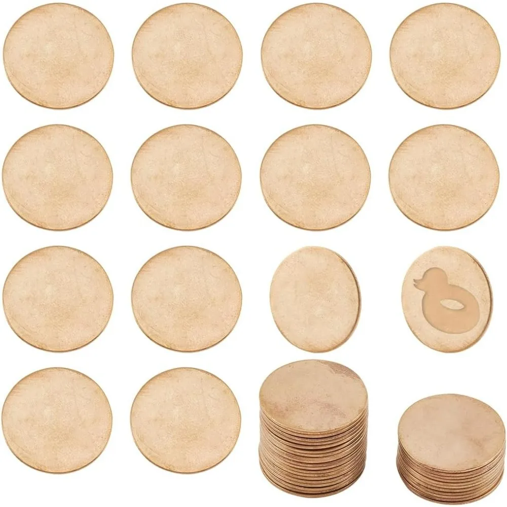 

30pcs Brass Stamping Blanks 25mm(1 Inch) Circle Metal Tags Golden Solid Blank Coins Jewelry Stamping Discs Round Making Kit