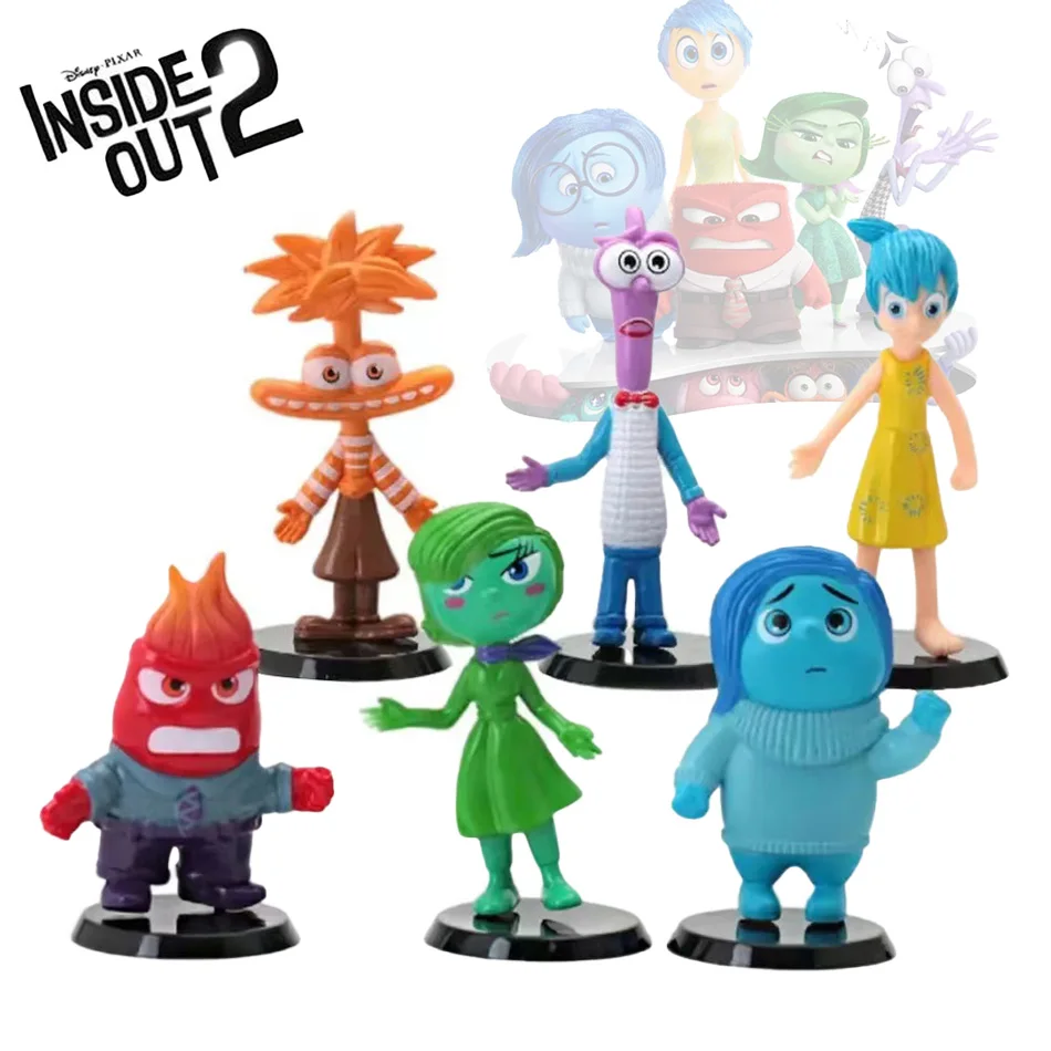 New 6pcs Inside Out 2 Figure Anime Joy Sadness Angry Action Figurine Fear Disgust Kits Collection Model Toy Gift In Stock