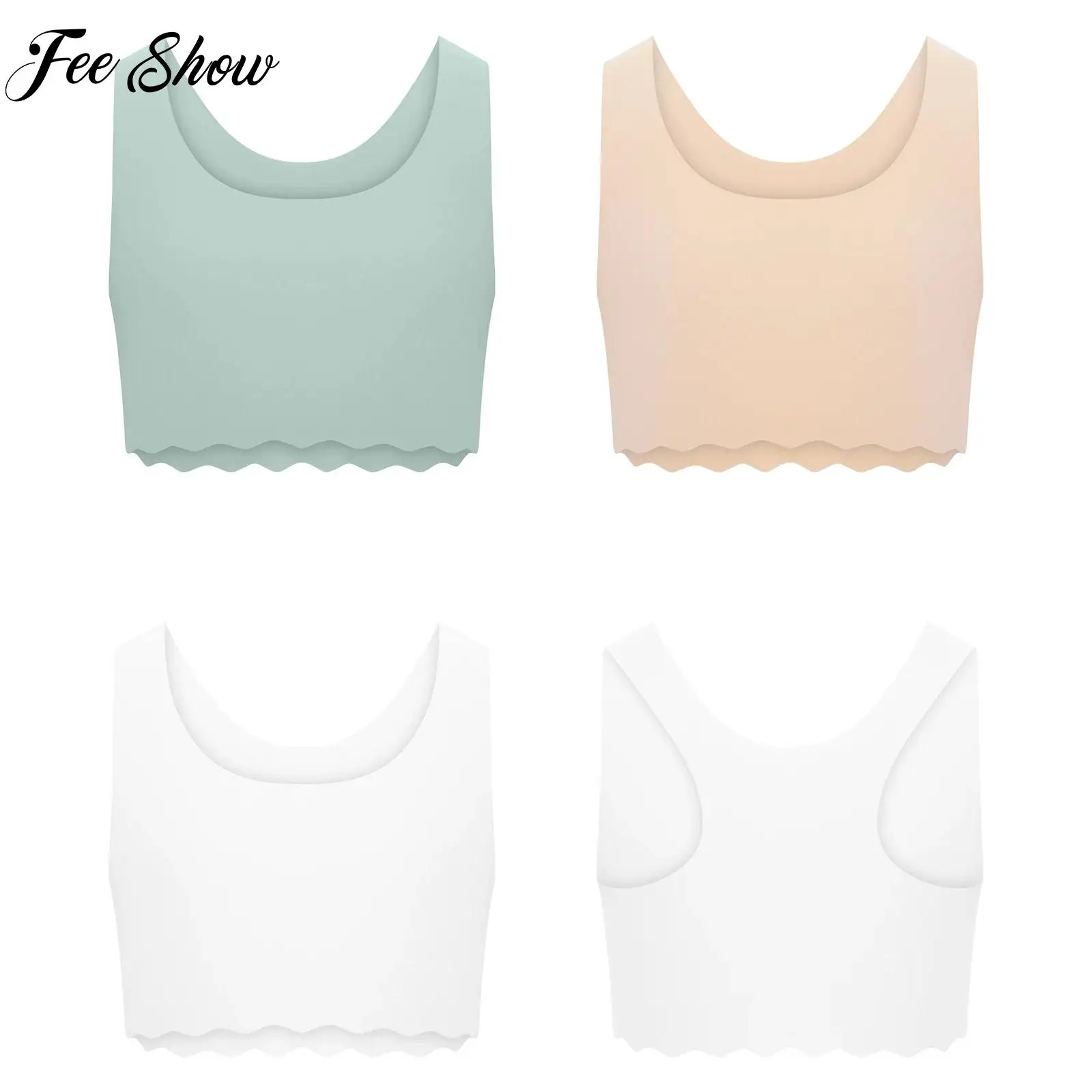 

Kids Girls Breathable Seamless Cropped Tank Top Quick-Drying Lightweight Solid Color Vest for School Home Sports Fitness Dance