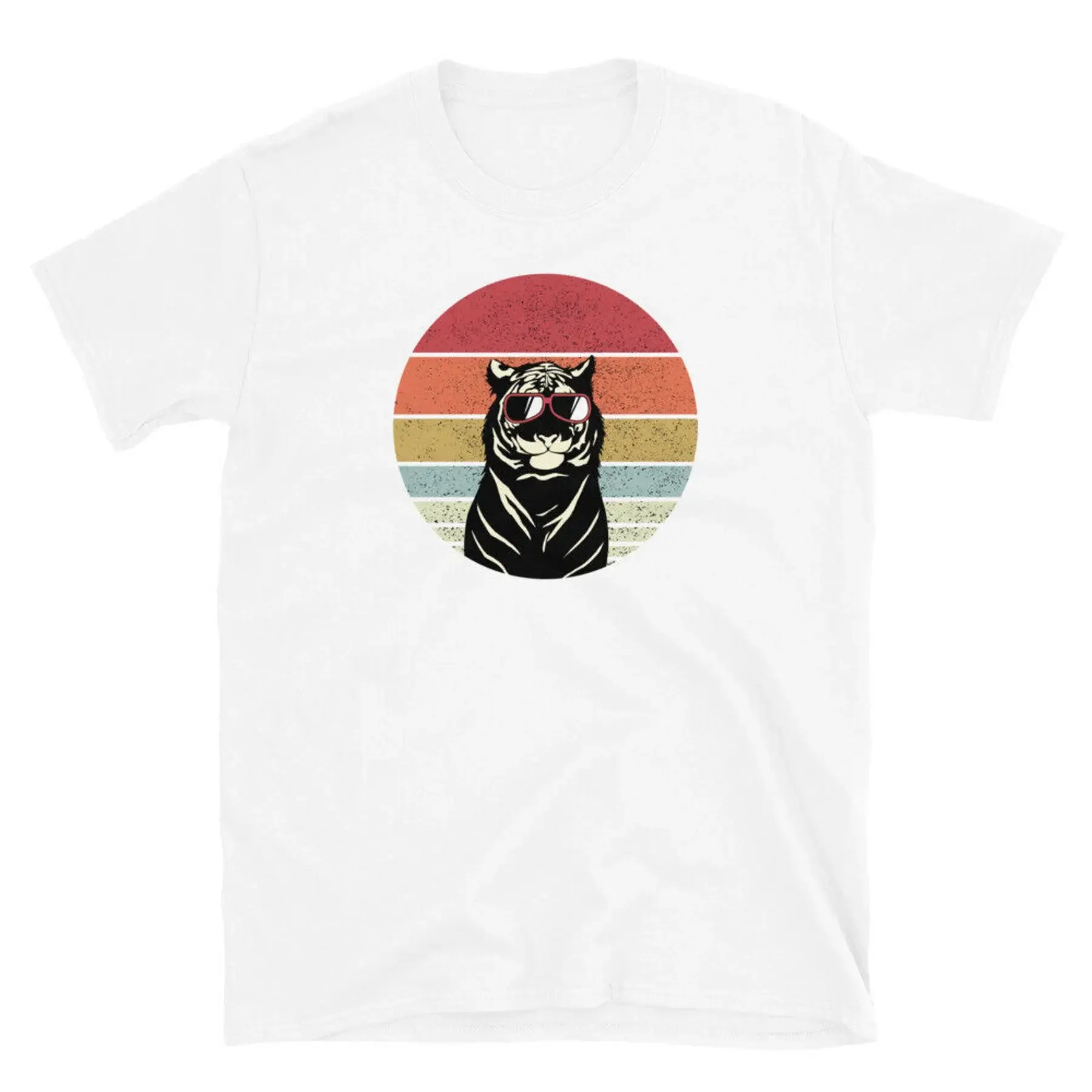 

Retro Sunset Tiger Wearing Sunglasses Novelty Gift Short Sleeve Unisex T Shirt