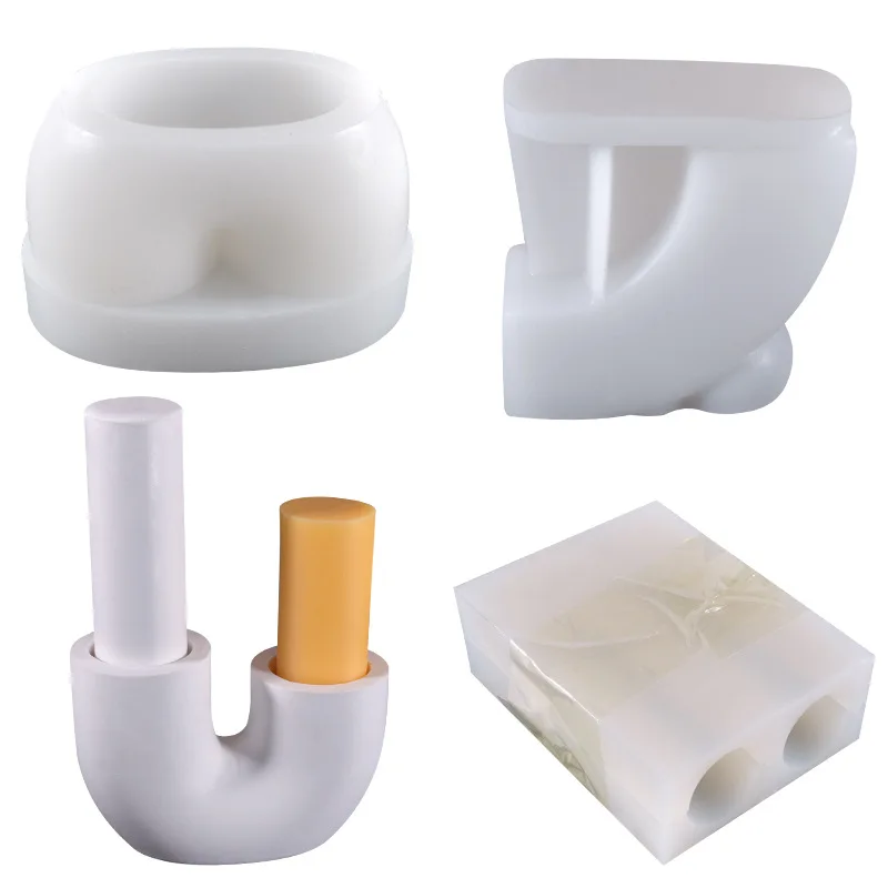 

Новая форма ручной работы «сделай сам», U-образный подсвечник, круглая свеча, силиконовая форма, две половинки вместе, формы для ароматерапии, штукатурки для орнаментов