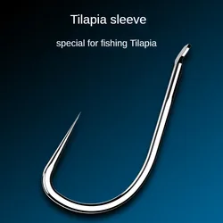 100pcs Fishhook Titanium Alloy Flying Knock Tilapia Sleeve Hook White No Barb Crucian Carp Fishing Hook Hooks pesca accesorios