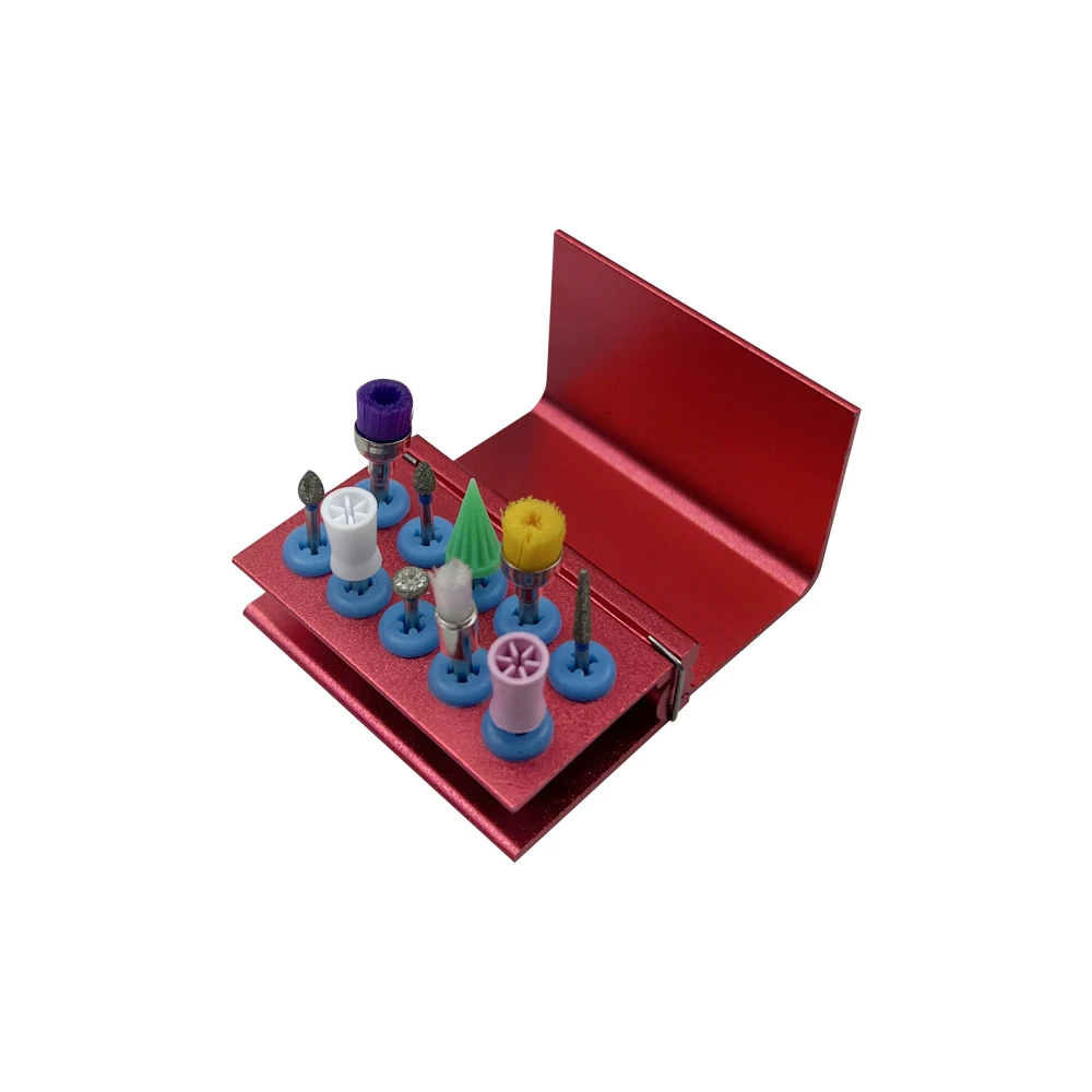 10 Holes Dental Burs Holder Block Case For High Speed Burs& Low Speed Burs Autoclave Sterilizer Burs Organizer Case