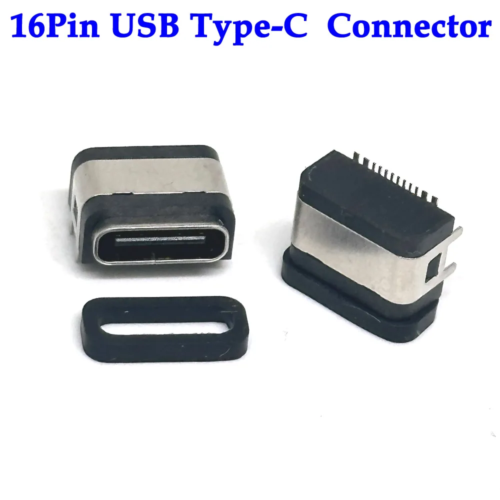 16Pin USB 7 Level Waterproof Connector Type-C With waterproof ring Female High Current Fast Charging Jack Port Charger Plug