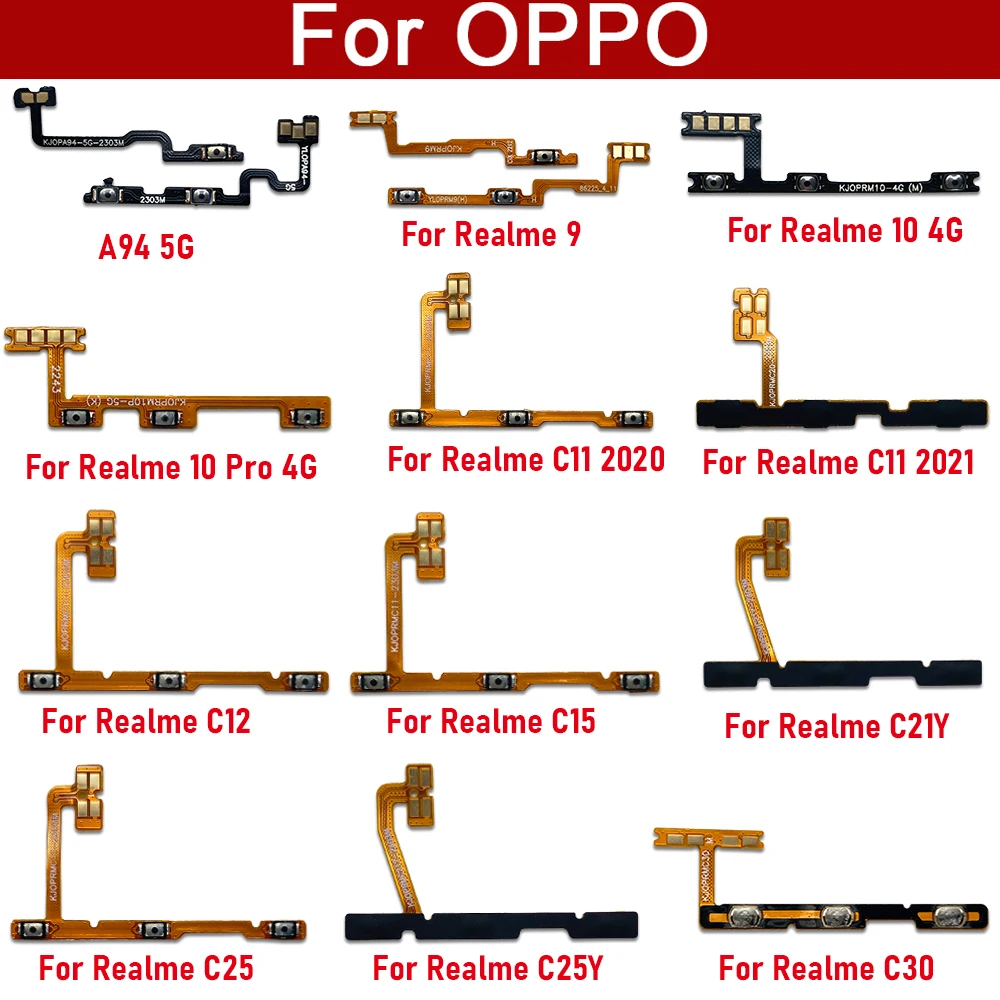 Volume Button Power Switch On Off Button Flex Cable For OPPO Realme 9 10 Pro C11 2020 2021 C12 C15 C17 C21Y C25 C25Y C30 C33 C25