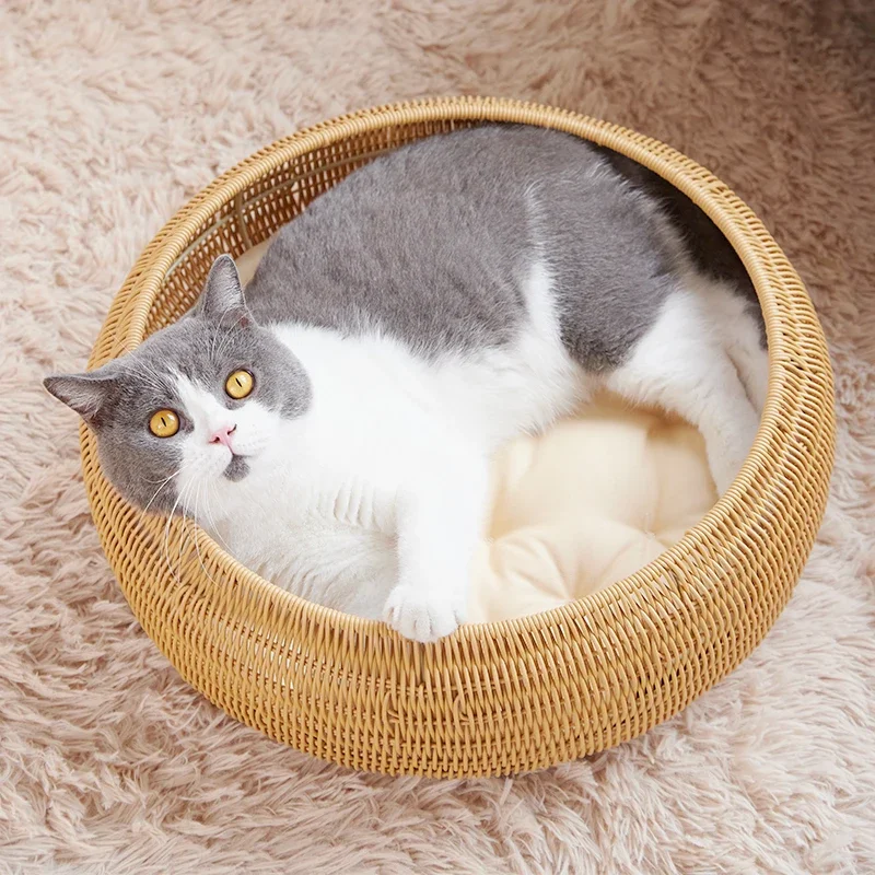 

Rattan cat nest, universal pet supplies in summer, removable and washable villa bed in summer